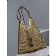 Borsa Shopping YSL Saint Laurent Oxalis Rafia Macramè Marrone