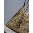 Borsa Shopping YSL Saint Laurent Oxalis Rafia Macramè Marrone