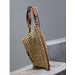 Borsa Shopping YSL Saint Laurent Oxalis Rafia Macramè Marrone