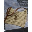 Borsa Shopping YSL Saint Laurent Oxalis Rafia Macramè Marrone