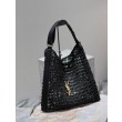 Qualità superiore replica Shopping YSL Saint Laurent Oxalis Rafia Macramè Nera