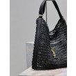 Qualità superiore replica Shopping YSL Saint Laurent Oxalis Rafia Macramè Nera