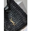 Qualità superiore replica Shopping YSL Saint Laurent Oxalis Rafia Macramè Nera