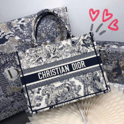 Borsa Replica 1:1 tote Dior piccola a libro Toile De Jouy con motivo tela blu