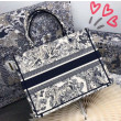 Borsa Replica 1:1 tote Dior piccola a libro Toile De Jouy con motivo tela blu