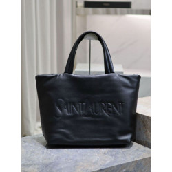 Borsa tote imbottita larga YSL Saint Laurent in nappa nera