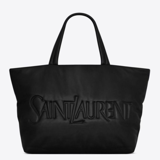 Borsa tote imbottita larga YSL Saint Laurent in nappa nera Borsa tote imbottita larga YSL Saint Laurent in nappa nera