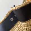 Imitazioni borse griffate tote YSL Saint Laurent Rive Gauche Rafia beige e