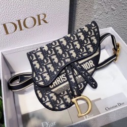 Replica Perfette Dior Saddle Pouch Marsupio Oblique Tela Blu imitazioni