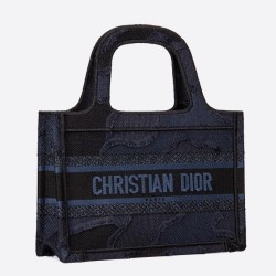 Replica Perfette Dior Mini Book Tote Borse  Dior Tela mimetica Blu imitazioni