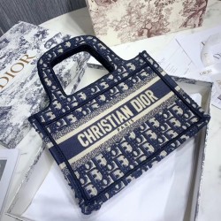 Dior Mini Book Tote Borsa Dior Oblique Canvas Blu Dior Mini Book Tote Borsa Dior Oblique Canvas Blu