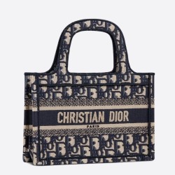 Dior Mini Book Tote Borsa Dior Oblique Canvas Blu
