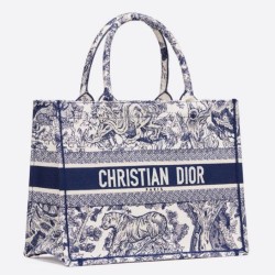 Replica Perfette Borsa  1:1 tote Dior piccola a libro Toile De Jouy con motivo tela blu imitazioni