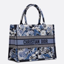 Replica Perfette Borse Imitazioni Dior Media Book Tote Zodiac Fantastico Ricamo Blu imitazioni
