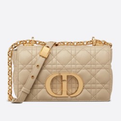 Borsa Caro piccola Dior in pelle di vitello Cannage Beige