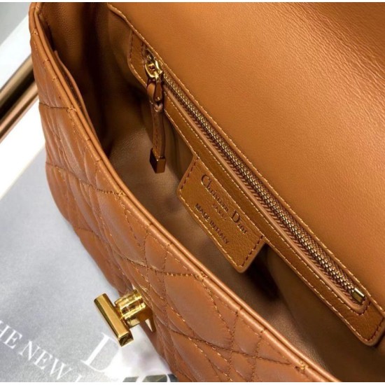Replica Perfette Borse  Alta Qualità Dior Piccola Caro In Pelle Di Vitello Cannage Marrone imitazioni
