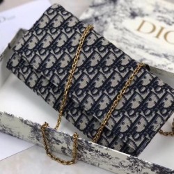 Pochette Dior Su Catena Obliqua Tela Blu Replica qualità specchio Replica Perfette Pochette Dior Su Catena Obliqua Tela Blu imitazioni