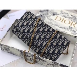 Pochette Dior Su Catena Obliqua Tela Blu