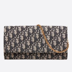 Pochette Dior Su Catena Obliqua Tela Blu