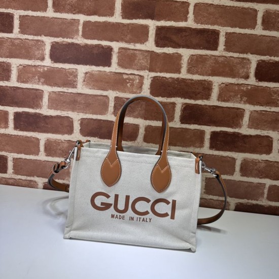 Dettagli perfetti Borsa tote mini Gucci con stampa Gucci 772144 Marrone