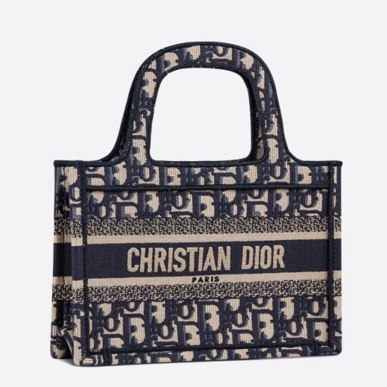 Dior Mini Book Tote Borsa Dior Oblique Canvas Blu