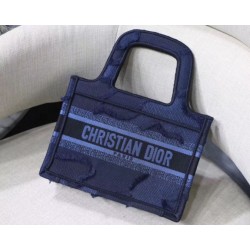 Dior Mini Book Tote Borse Replica Dior Tela mimetica Blu