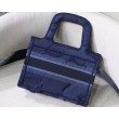 Dior Mini Book Tote Borse Replica Dior Tela mimetica Blu