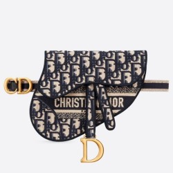 Dior Saddle Pouch Marsupio Oblique Tela Blu