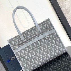 Borse Firmate Replica tote Dior Safari CD Diamond Tela Grigia qualità specchio Replica Perfette Borse Firmate tote Dior Safari CD Diamond Tela Grigia imitazioni