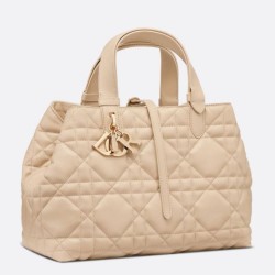 Borsa Replica 1:1 Dior Toujours Media In Vitello Macrocannage Beige