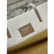 fedele Prada Borse Replica Alta Qualità tote grande Prada all'uncinetto in filato effetto rafia Beige/Bianco