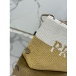 fedele Prada Borse Replica Alta Qualità tote grande Prada all'uncinetto in filato effetto rafia Beige/Bianco