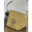 fedele Prada Borse Replica Alta Qualità tote grande Prada all'uncinetto in filato effetto rafia Beige/Bianco