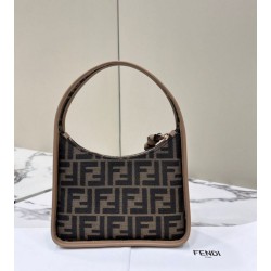 Fendi Mini Fendessencehobo Fendi Bag Miniborsa in tessuto FF Marrone