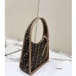 Fendi Mini Fendessencehobo Fendi Bag Miniborsa in tessuto FF Marrone