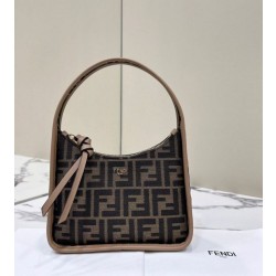 Fendi Mini Fendessencehobo Fendi Bag Miniborsa in tessuto FF Marrone