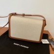 Imitazione Borsa media YSL Saint Laurent Solferino in tela con pelle di vitello