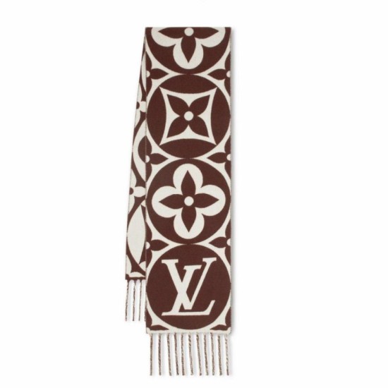 LV M79215 Sciarpa medaglione LV Marrone