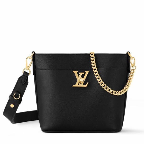 Replica Perfette Borsa Louis Vuitton con lucchetto e passeggio M24006 Granulata nera imitazioni