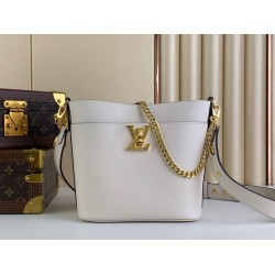 Borsa LV con lucchetto e passeggio granulata M24638 bianca Borsa LV con lucchetto e passeggio granulata M24638 bianca