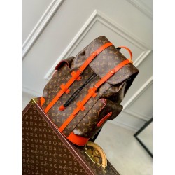 Zaino Louis Vuitton Christopher MM Zaino Louis Vuitton Uomo M46814 Monogram Macassar Orange
