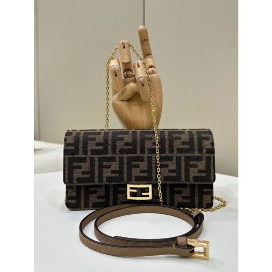 Portafoglio baguette Fendi su catena Borse Firmate Replica Fendi ricamo FF Marrone Portafoglio baguette Fendi su catena Borse Firmate Replica Fendi ricamo FF Marrone