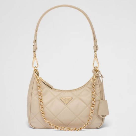 Prada Riedizione 1995 Mini Borsa Chaine Re-Nylon Beige