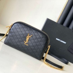Pouch YSL Saint Laurent Gaby con cerniera trapuntato nero Replica qualità specchio Replica Perfette Pouch YSL Saint Laurent Gaby con cerniera trapuntato nero imitazioni