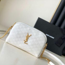 Pouch YSL Saint Laurent Gaby con cerniera bianco trapuntato Replica qualità specchio Replica Perfette Pouch YSL Saint Laurent Gaby con cerniera bianco trapuntato imitazioni