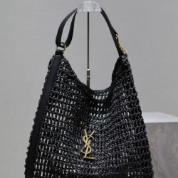 Replica Perfette Qualità superiore replica Shopping YSL Saint Laurent Oxalis Rafia Macramè Nera imitazioni