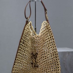Replica Perfette Borsa Shopping YSL Saint Laurent Oxalis Rafia Macramè Marrone imitazioni