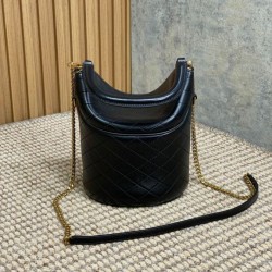 Borse Firmate Replica a secchiello YSL Saint Laurent Gaby con patta superiore nera qualità specchio Replica Perfette Borse Firmate a secchiello YSL Saint Laurent Gaby con patta superiore nera imitazioni