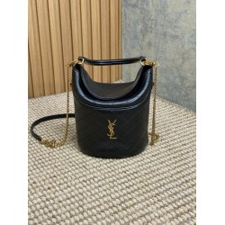 Borse Firmate Replica a secchiello YSL Saint Laurent Gaby con patta superiore nera
