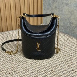 Replica Perfette Borse Firmate  a secchiello YSL Saint Laurent Gaby con patta superiore nera imitazioni
